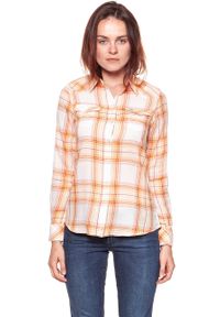 Wrangler - KOSZULA WRANGLER WESTERN APRICOT NECTAR W5240LU65 112129350. Wzór: kratka #6