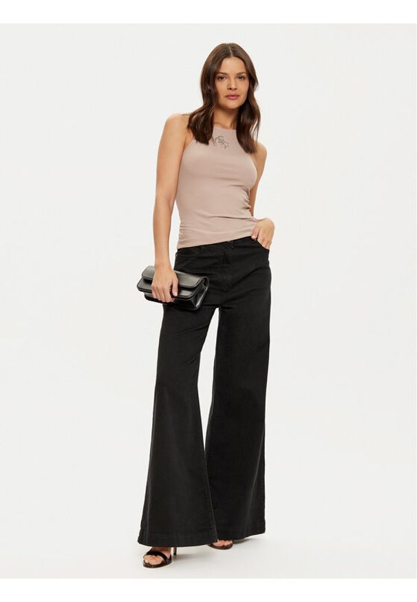 Guess Top W4RP43 KAZH2 Beżowy Slim Fit. Kolor: beżowy. Materiał: syntetyk