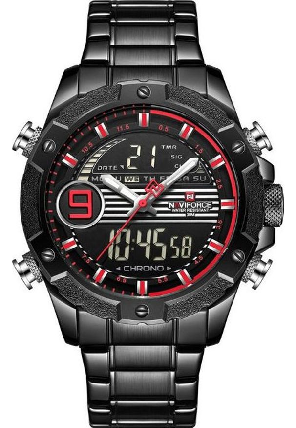 Zegarek Naviforce ZEGAREK MĘSKI NAVIFORCE - NF9146S (zn089b) - black/red + BOX uniwersalny