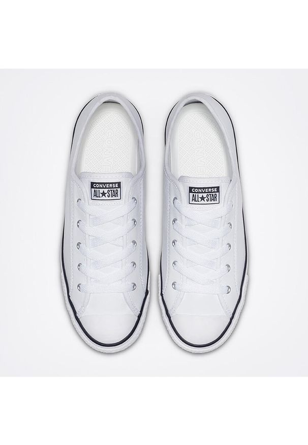 Adidasy Converse Chuck Taylor All Star Dainty Leather Low, Dla obu płci. Kolor: biały. Materiał: skóra ekologiczna, materiał. Model: Converse All Star. Sport: skateboard