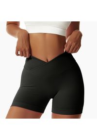 Intica - Szorty sportowe z wysokim stanem odprowadzające wilgoć Rezzan. Stan: podwyższony. Kolor: czarny. Materiał: tkanina, materiał. Sport: fitness