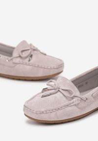 Born2be - Jasnofioletowe Mokasyny na Płaskiej Podeszwie z Kokardką Ariteia. Okazja: na co dzień, do pracy, na spotkanie biznesowe. Kolor: fioletowy. Materiał: jeans. Wzór: aplikacja. Obcas: na płaskiej podeszwie. Styl: casual, biznesowy, elegancki #3