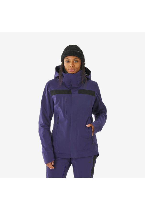 WEDZE - Kurtka narciarska i snowboardowa damska Quechua 900. Kolor: fioletowy, niebieski, wielokolorowy. Materiał: materiał. Sezon: zima. Sport: snowboard, narciarstwo