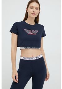 Emporio Armani Underwear t-shirt damski kolor granatowy. Okazja: na co dzień. Kolor: niebieski. Wzór: nadruk. Styl: casual