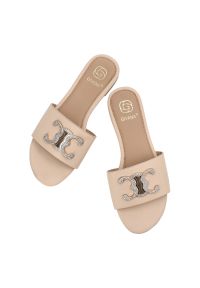 Beżowe Klapki Givana Eleganckie Buty Damskie. Kolor: beżowy. Materiał: materiał. Sezon: lato. Styl: elegancki