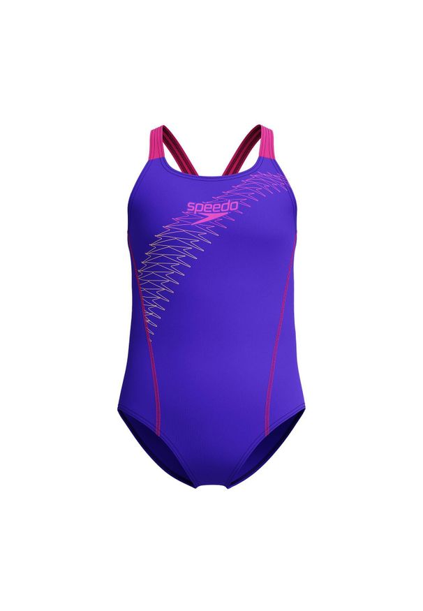 Dziecięcy 1-częściowy kostium kąpielowy Speedo Eco Medley Logo Medialist. Kolor: fioletowy