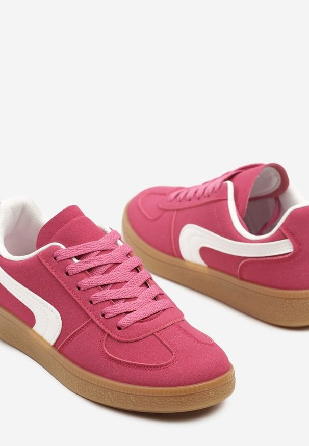 Born2be - Różowe Sneakersy w Stylu Klasycznych Tenisówek Ahleria. Okazja: na co dzień. Kolor: różowy. Materiał: jeans