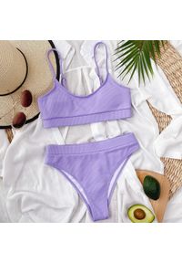 Intica - Strój kąpielowy dwuczęściowy sportowy na plażę i basen Miryam. Kolor: fioletowy. Materiał: materiał