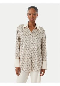 Guess Koszula W4YH47 WF1T2 Beżowy Regular Fit. Kolor: beżowy. Materiał: syntetyk #1
