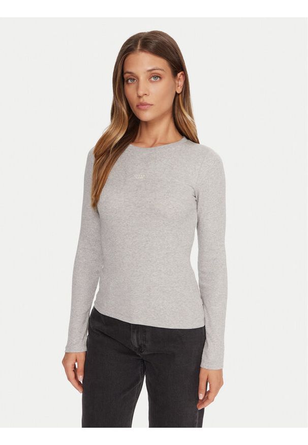 Guess Jeans Bluzka W5BP01 KA0H1 Szary Slim Fit. Kolor: szary. Materiał: bawełna