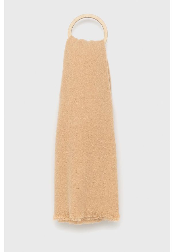 United Colors of Benetton szalik damski kolor beżowy gładki. Kolor: beżowy. Materiał: dzianina. Wzór: gładki