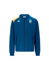 Kappa - Bluza dresowa AS Monaco Atriso 2023/24. Kolor: niebieski, pomarańczowy, żółty, wielokolorowy. Materiał: dresówka. Sport: piłka nożna
