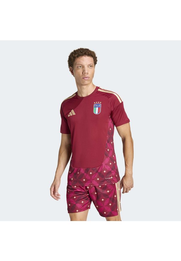 Adidas - Koszulka Italy 26 Home Goalkeeper. Kolor: wielokolorowy, czerwony, brązowy. Technologia: ClimaCool (Adidas). Sport: piłka nożna