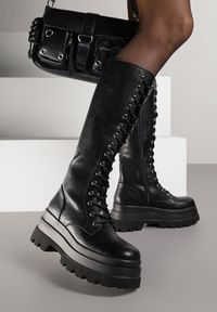 Born2be - Czarne Kozaki Typu Workery na Grubej Podeszwie ze Sznurowaniem Wiorissa. Okazja: na co dzień. Kolor: czarny. Styl: elegancki, casual, klasyczny #6