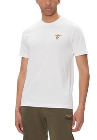 Aeronautica Militare - AERONAUTICA MILITARE Biały bawełniany męski t-shirt, Rozmiar 3XL. Okazja: na co dzień. Kolor: biały. Materiał: bawełna. Styl: casual, klasyczny #3