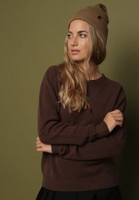 Born2be - Brązowy Klasyczny Sweter z Wiskozą i Wełną Norpine. Okazja: na co dzień. Kolor: brązowy. Materiał: wełna, wiskoza. Styl: klasyczny #5