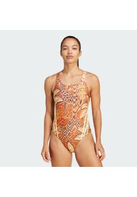 Adidas - Strój do pływania adidas x FARM RIO 3-Stripes. Kolor: wielokolorowy, żółty, brązowy. Materiał: materiał #1