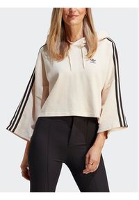 Adidas - adidas Bluza Crop Hoodie IC5461 Beżowy. Kolor: beżowy. Materiał: bawełna #4