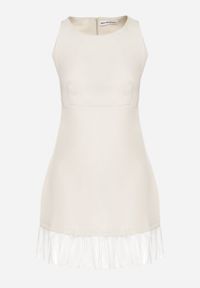 Born2be - Beżowa Elegancka Sukienka Taliowana Florzedi. Okazja: na co dzień, na imprezę. Kolor: beżowy. Typ sukienki: proste. Styl: elegancki #3