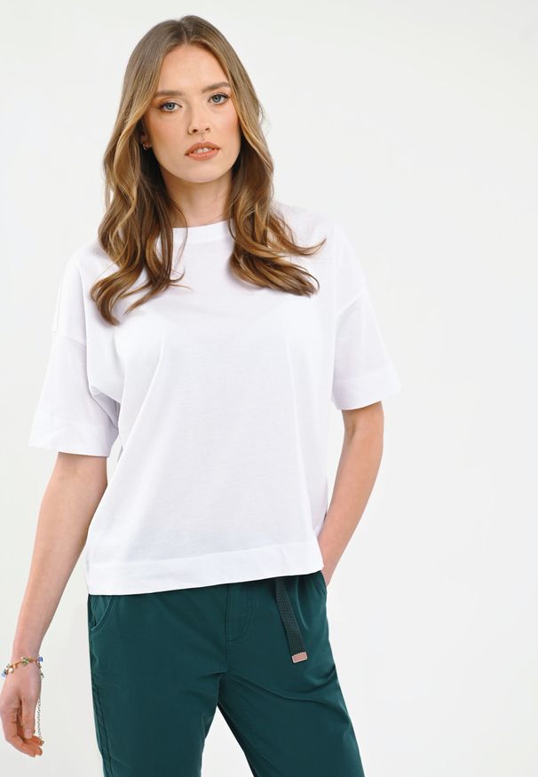 Volcano - Bawełniany t-shirt, Comfort Fit, T-FLAME. Kolor: biały. Materiał: bawełna. Długość rękawa: krótki rękaw. Długość: krótkie
