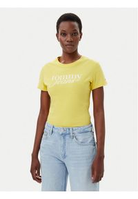 Tommy Jeans T-Shirt Essential DW0DW19447 Żółty Slim Fit. Kolor: żółty. Materiał: bawełna