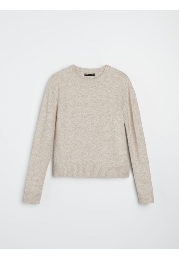Sinsay - Klasyczny sweter z domieszką wełny - beżowy. Kolor: beżowy. Materiał: wełna. Styl: klasyczny