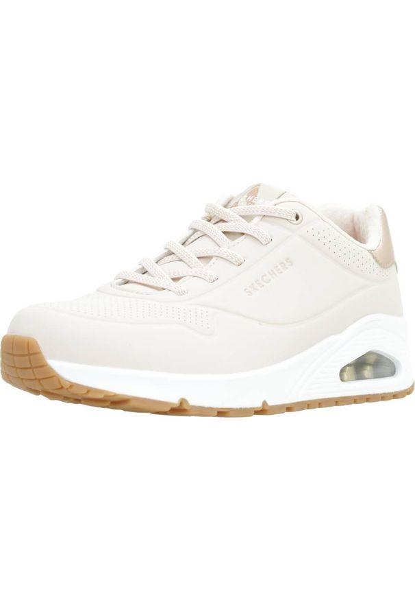 skechers - Buty do chodzenia damskie Skechers Uno Shimmer Away. Kolor: beżowy. Materiał: syntetyk, materiał. Szerokość cholewki: normalna. Sport: turystyka piesza