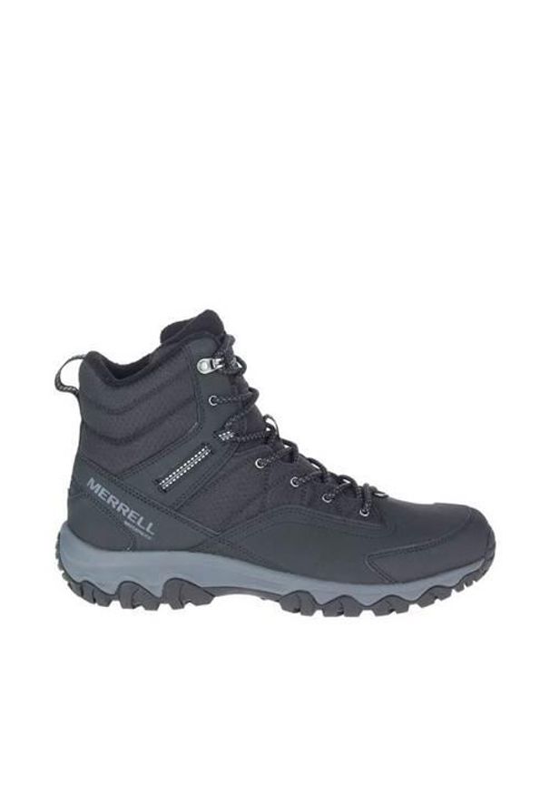 Buty trekkingowe męskie Merrell Thermo Akita Mid WP. Wysokość cholewki: za kostkę. Zapięcie: sznurówki. Kolor: szary. Materiał: nubuk. Szerokość cholewki: normalna. Sport: turystyka piesza