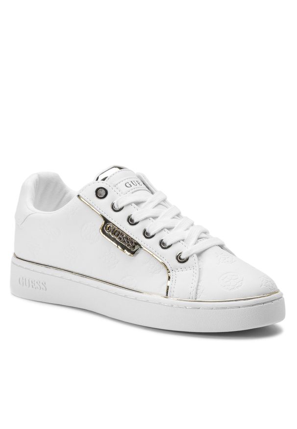 Sneakersy Guess Banq FL7BAN ELE12 WHITE. Kolor: biały. Materiał: skóra