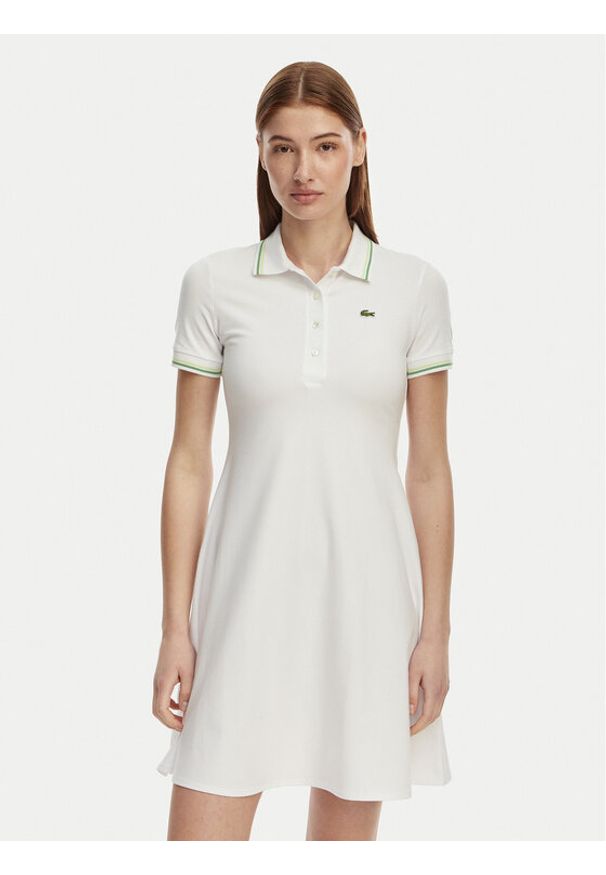 Lacoste Sukienka codzienna EF5288 Biały Regular Fit. Okazja: na co dzień. Kolor: biały. Materiał: bawełna. Typ sukienki: proste. Styl: casual