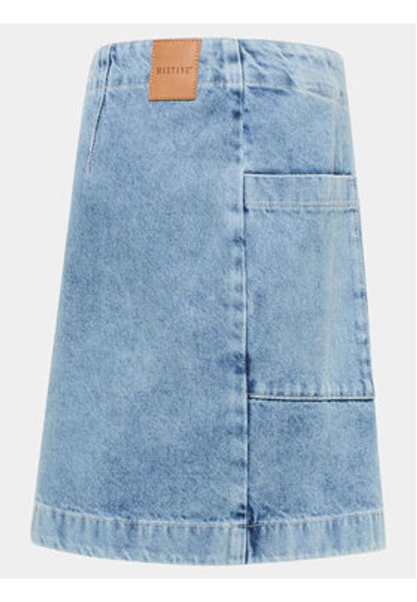 Mustang Spódnica jeansowa Lucile 1014803 Niebieski Regular Fit. Kolor: niebieski. Materiał: bawełna