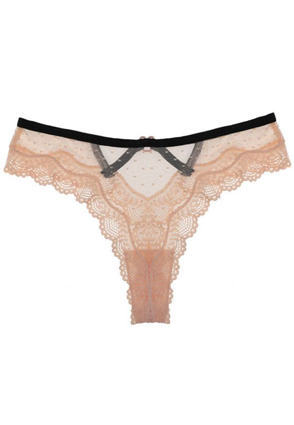 Intica - Majtki koronkowe z wycięciem na co dzień BarbaraAnne. Kolor: beżowy. Materiał: koronka