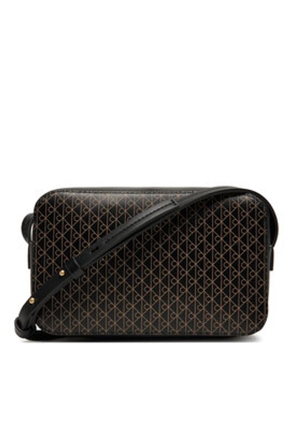 Calvin Klein Torebka Emblem Aop Elongated Camera Bag LV04F3268G Czarny. Kolor: czarny. Materiał: skórzane