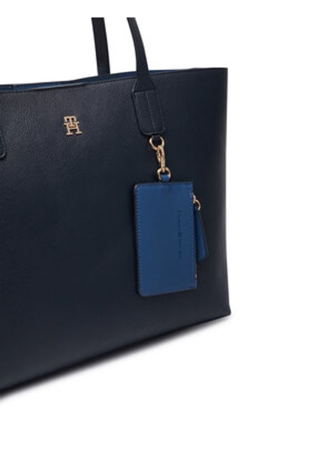 TOMMY HILFIGER - Tommy Hilfiger Torebka Th Icon Tote AW0AW18724 Granatowy. Kolor: niebieski. Materiał: skórzane