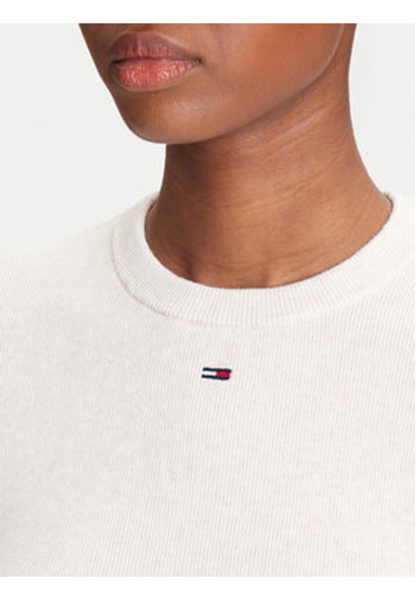 Tommy Jeans Sweter Essential DW0DW19336 Beżowy Regular Fit. Kolor: beżowy. Materiał: bawełna