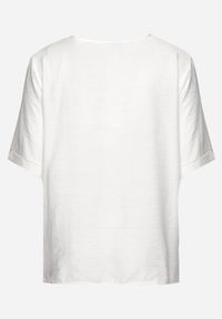 Born2be - Biały Bawełniany T-shirt z Nadrukiem i Kieszonką Lovelina. Kolor: biały. Materiał: bawełna. Wzór: nadruk. Styl: klasyczny, elegancki #3