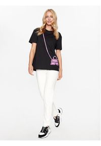 Karl Lagerfeld - KARL LAGERFELD T-Shirt Cross Bag 236W1731 Czarny Regular Fit. Typ kołnierza: dekolt w karo. Kolor: czarny. Materiał: bawełna #4