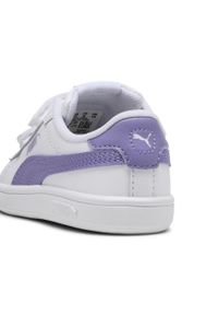 Puma - Niemowlęce skórzane sneakersy Smash 3.0 V PUMA White Lavender Alert Purple. Kolor: fioletowy, niebieski, wielokolorowy, biały. Materiał: skóra. Sport: turystyka piesza