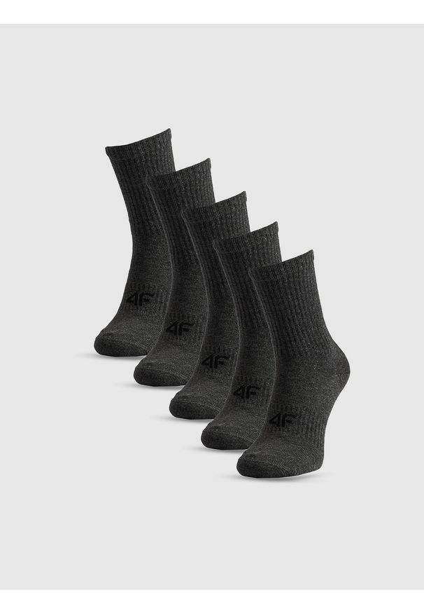 4f - 4F Skarpetki długie (5-pack) męskie - szare 39-42. Kolor: szary. Materiał: dzianina, bawełna