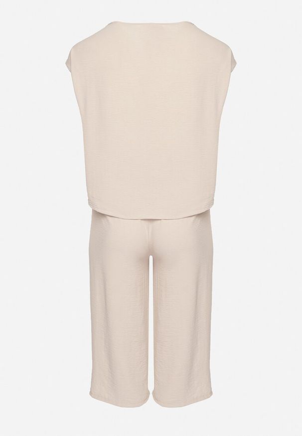 Born2be - Jasnobeżowy Komplet Bluzka i Szerokie Spodnie Jenoretia. Kolor: beżowy