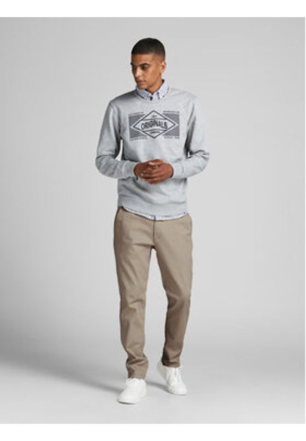 Jack & Jones Spodnie materiałowe Marco Dave 12174307 Beżowy Slim Fit. Kolor: beżowy. Materiał: bawełna