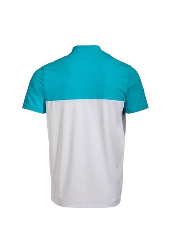 Koszulka męska Joma Smash Short Sleeve Polo white/blue M. Typ kołnierza: polo. Kolor: biały, wielokolorowy, niebieski. Materiał: poliester
