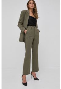 BARDOT - Bardot Spodnie damskie kolor zielony proste high waist. Stan: podwyższony. Kolor: zielony