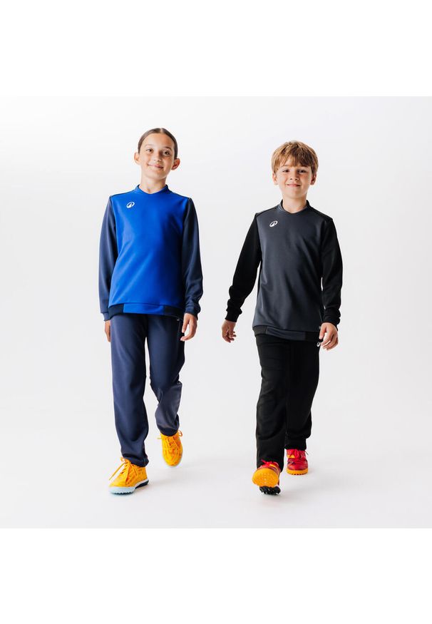 KIPSTA - Spodnie piłkarskie dla dzieci Kipsta Essential Club. Kolor: niebieski. Materiał: poliester, materiał. Sport: piłka nożna