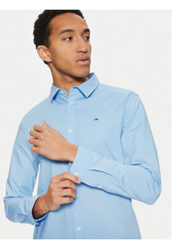 Tommy Jeans Koszula Original DM0DM04405 Niebieski Slim Fit. Kolor: niebieski. Materiał: bawełna