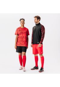 KIPSTA - Bluza piłkarska dla dzieci Kipsta Viralto Wavy Club na krótki suwak. Kolor: czarny, czerwony, wielokolorowy, różowy. Materiał: poliester, materiał. Długość: krótkie. Sport: piłka nożna