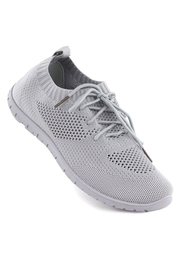 NEWS - Buty sportowe damskie wsuwane ażurowe szare News 1020. Zapięcie: bez zapięcia. Kolor: szary. Materiał: materiał. Szerokość cholewki: normalna. Wzór: ażurowy