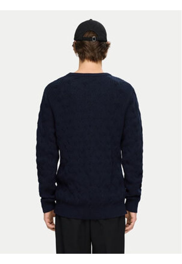 Selected Homme Sweter 16094503 Granatowy Regular Fit. Kolor: niebieski. Materiał: bawełna
