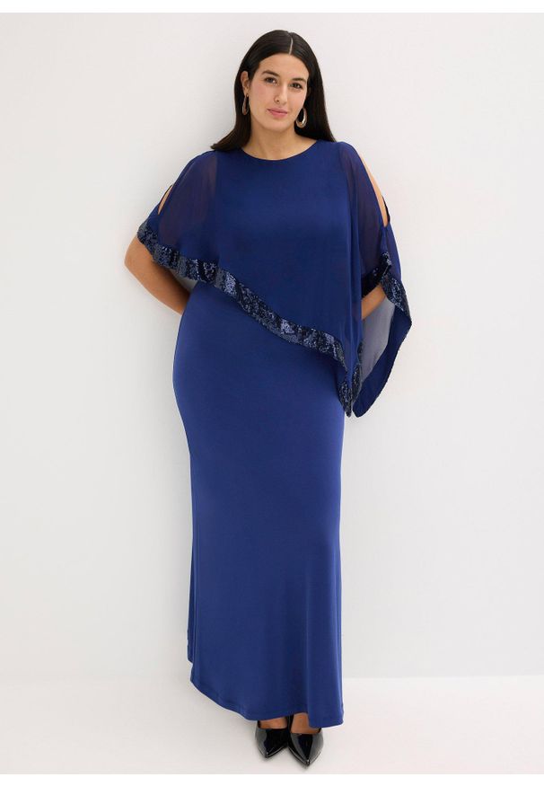 bonprix - Sukienka z dżerseju z cekinami. Kolor: czerwony. Materiał: jersey. Styl: wizytowy