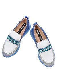 Granatowe Półbuty Hispanitas Eleganckie Obuwie Damskie. Okazja: na co dzień. Kolor: biały. Materiał: skóra, jeans. Styl: elegancki #6
